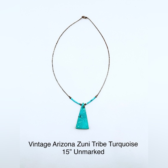 Vintage Triangular Turquoise and White Fossil Coral on Heishi Chain, Zuni (?) - Picture 1 of 9